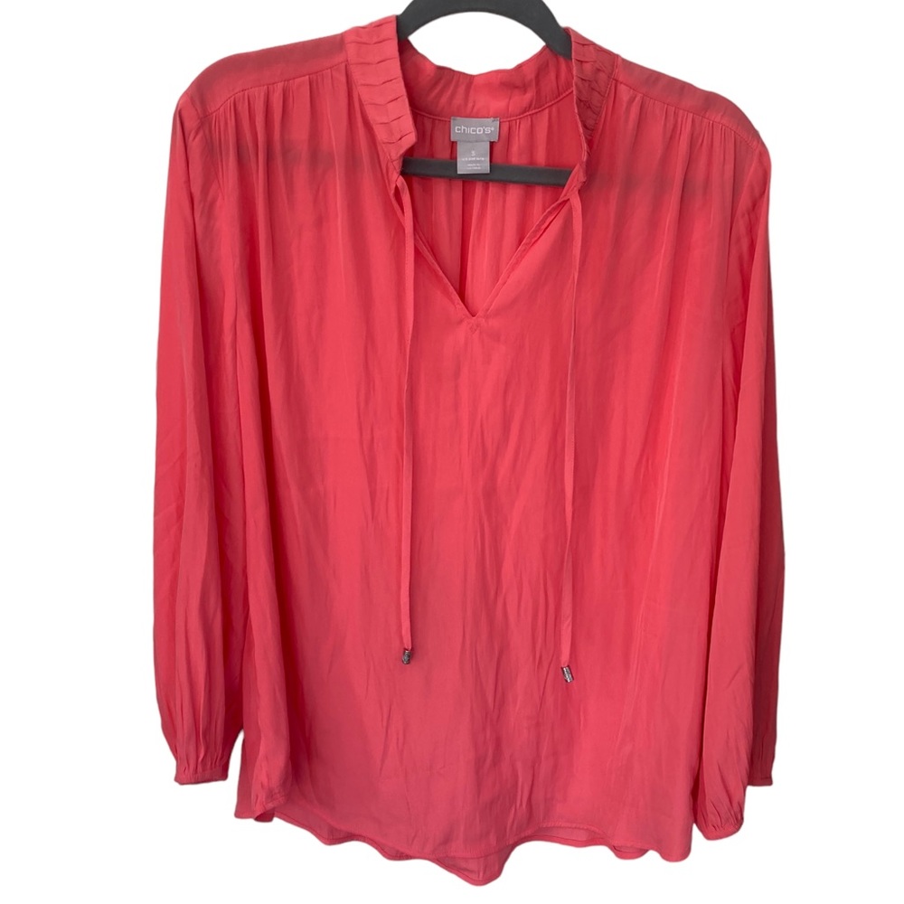 Chicos Stand Neck Blouse In Calypso Coral NWOT Size‎ 3 (16-18 US)